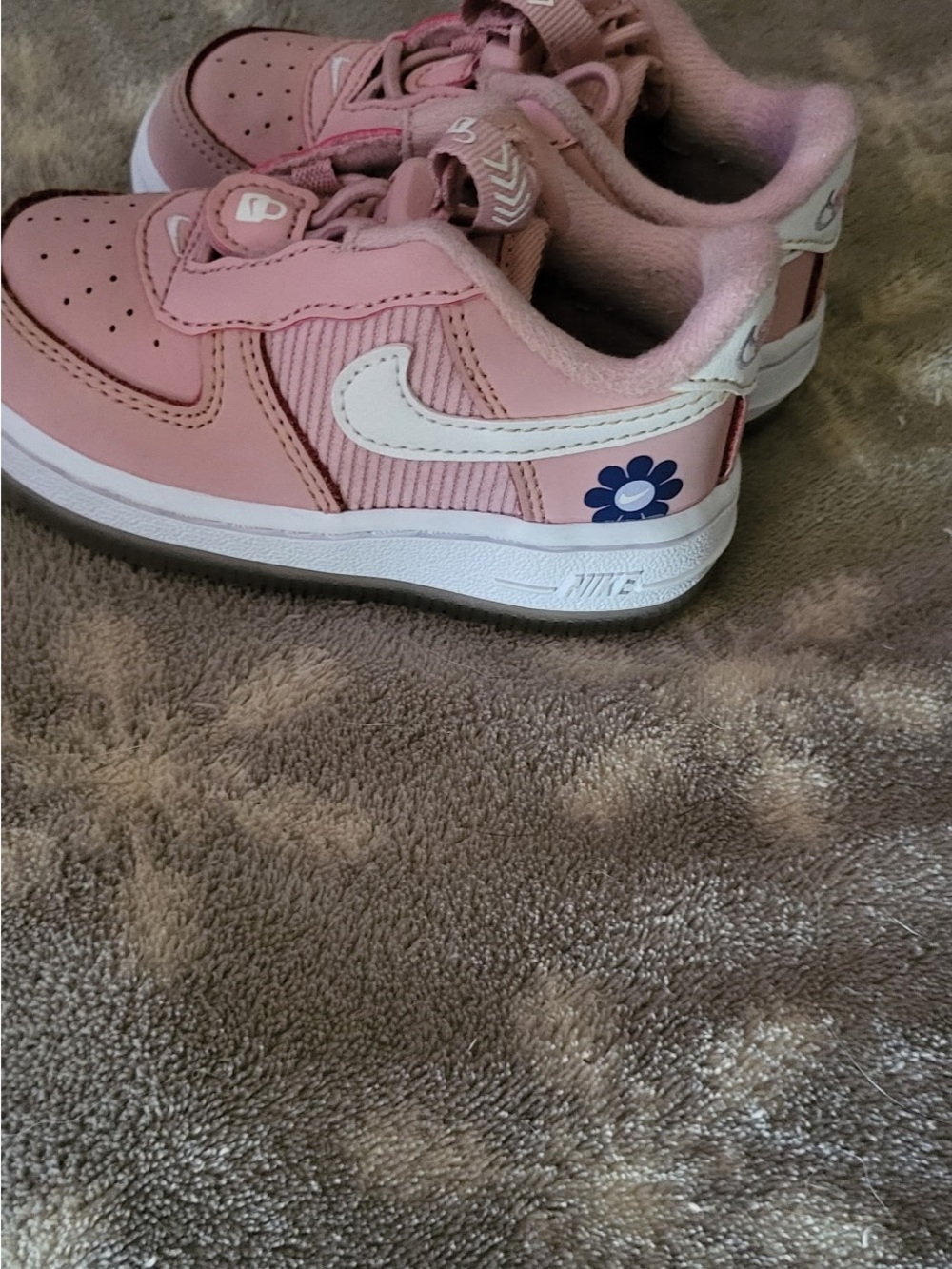 Nike Kids Pink and White Floral Accent Sneakers